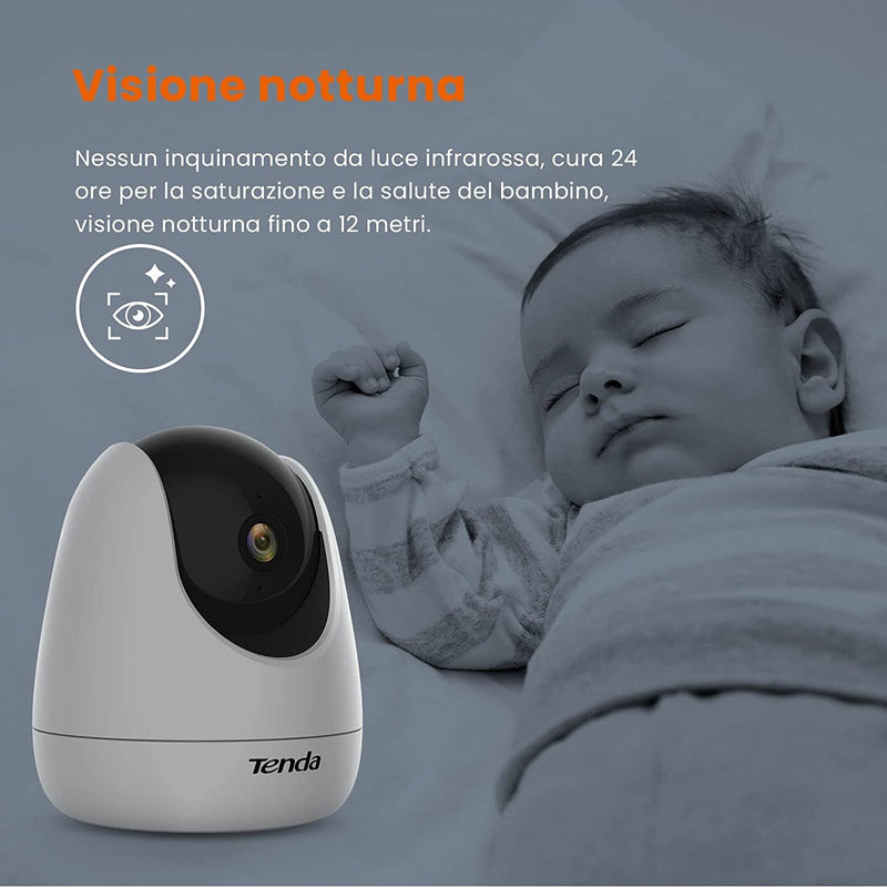 Telecamera Wi-Fi Interno CP3, Videocamera Sorveglianza 1080P Con 360°Pan/Tilt, Audio Bidirezionale, Rilevamento Del Movimento Sonoro, Webcam Di Sicurezza per Bambini/Anziani/Cani