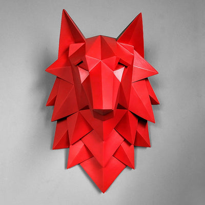 House Statue Decoration Accessories 3D Abstract Wolf Head Sculpture Wedding Christmas Wall Decoration Handmade Resin Art Crafts