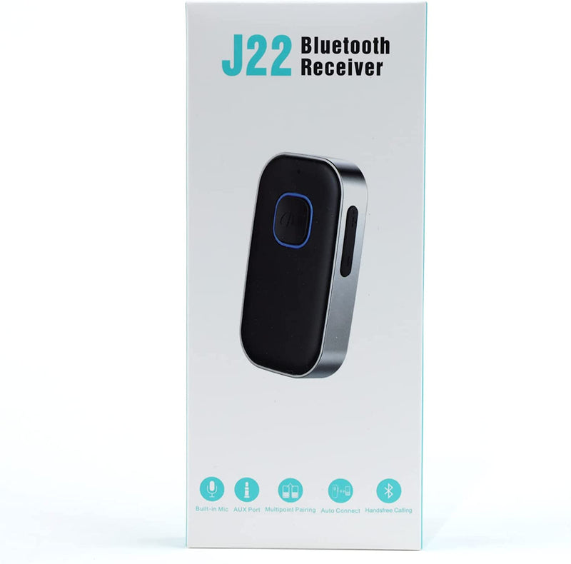 Ricevitore Bluetooth 5.0, Bluetooth Auto Aux Cancellazione Del Rumore, Aux Bluetooth Autonomia Di 16 Ore per Auto Altoparlanti/Stereo Casa/Cuffie Cablate/Chiamate in Vivavoce, Nero