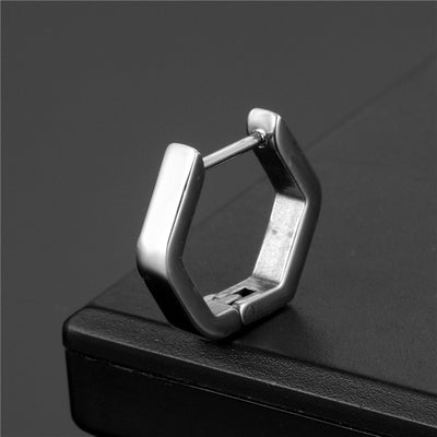 Stainless Steel Creative Hoop Earrings Women Triangular Earrings Fashion Jewelry Huggie Men Punk Hiphop