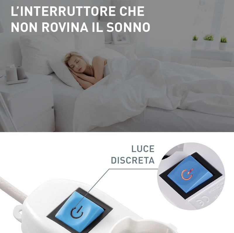 62019 Multipresa 9 Posti 3 Polivalenti Schuko 10/16A + 6 Bivalenti 10/16A-Cavo, Nero, 1.5 M