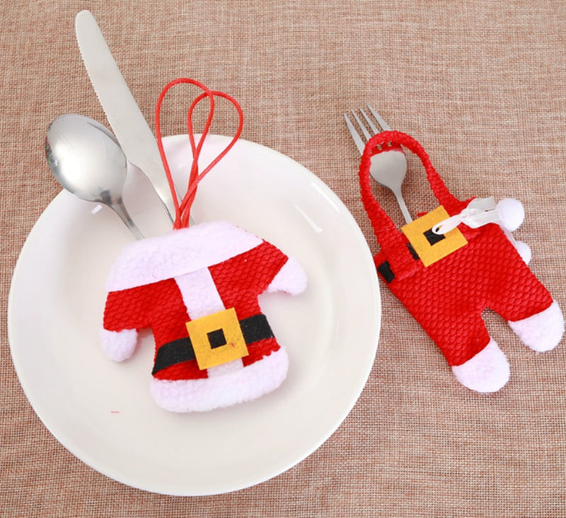 6 Pcs New Year Holder Chirstmas Cutlery Knife Fork Cutlery Set Trousers Skirt 2021 Navidad Christmas Christmas Decorations for Home