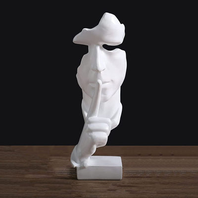 Soprammobili Moderni - Il Silenzio È D'Oro - 28 Cm Statuette Decorative Casa - Statue Di Viso Uomini - Scultura Resina Astratta Moderna Soggiorno Ufficio Creativa Regalo Figurine