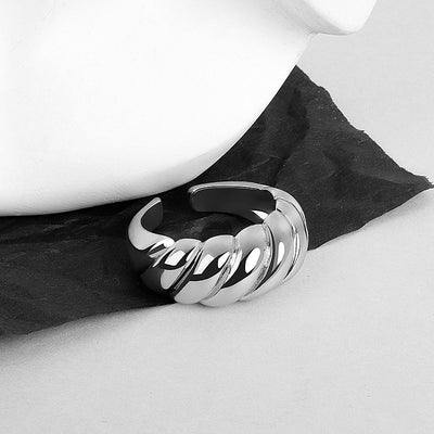 Personality Glossy Double-Layer Silver-Plated Ring Women