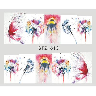 1Pcs Nail Sticker Butterfly Flower Water Transfer Decal Sliders for Nail Art Decoration Tattoo Manicure Wraps Tools Tip JISTZ508