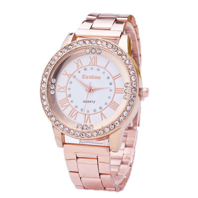 Diamond-Studded Mesh Plate Personality Scale High-Grade Steel Belt Sports and Leisure Watch