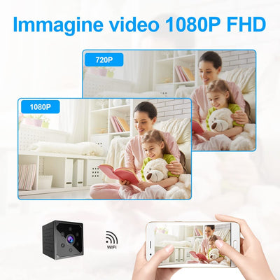 Telecamera Spia, 1080P HD Telecamera Nascosta Wifi Senza Fili Microcamera per Casa Lunga Durata Batteria Mini Videocamera Sorveglianza Interno Con Visione Notturna Rilevamento Di Movimento