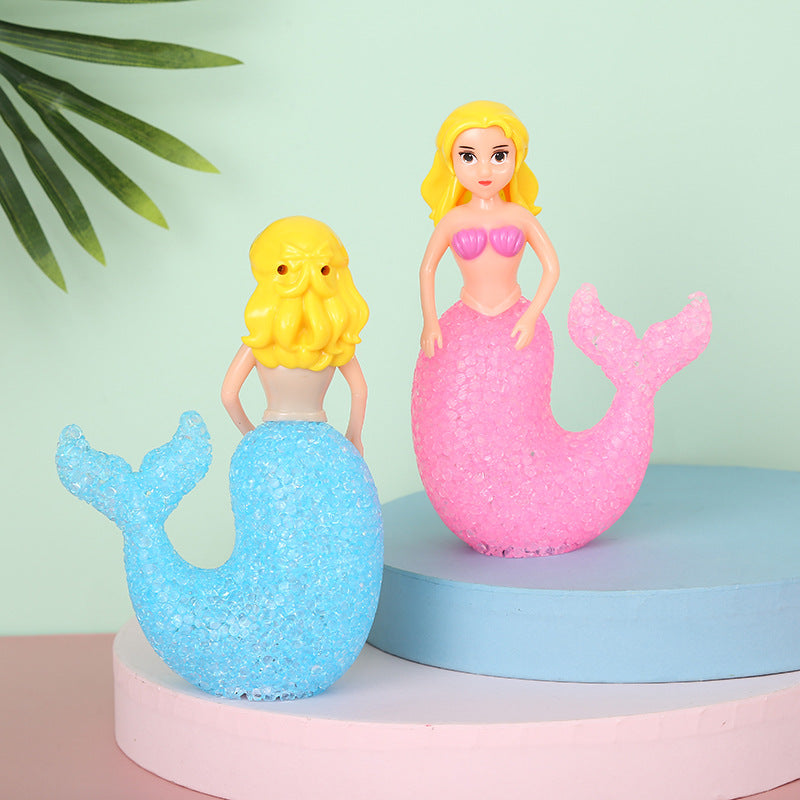 Plastic Crystal Mermaid Colorful Small Night Light Luminous Princess Led