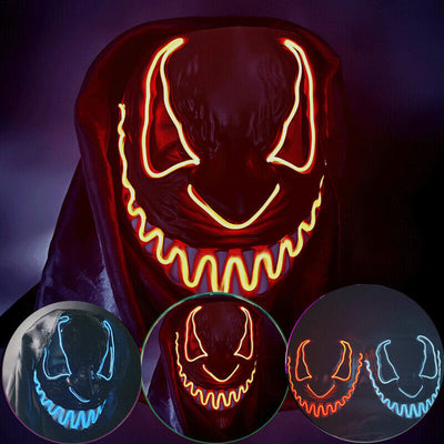 Halloween Clubbing Light up LED Mask Costume Rave Cosplay Party Purge 3 Modes