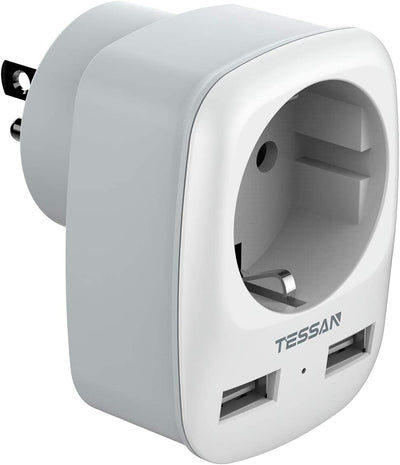 Adattatore Presa Americana, Adattatore USA Con 2 USB, 3 in 1 Presa Americana, Adattatore Americano per America/Canada/Messico, Adattatore Presa USA 1250W, Adattatore Spina Americana Tipo B