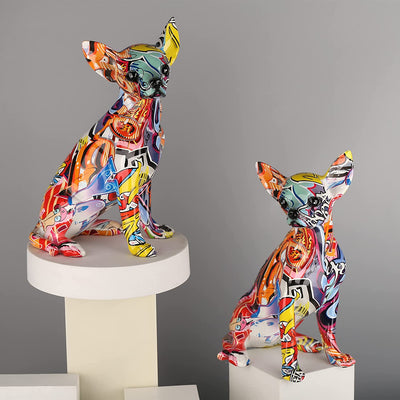 Semplice Creativo Colore Bulldog Chihuahua Cane Statua Soggiorno Ornamenti Casa Ingresso Vino Armadio Ufficio Decori Resina Artigianato