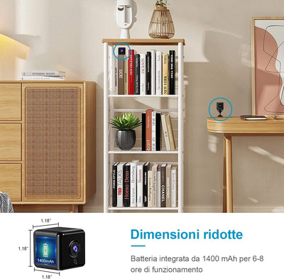 Telecamera Nascosta 2023 4K HD Mini Telecamera Spia Wifi Interno Videocamera Sorveglianza Telecamere Senza Fili Microcamere Spia Batteria Lunga Durata Spy Cam per Bambini/Casa/Auto