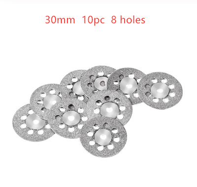 0pcs Set 30mm Mini Diamond Saw Blade Silver Cutting Discs With 2X Connecting Shank For Dremel Drill Fit Rotary Tool