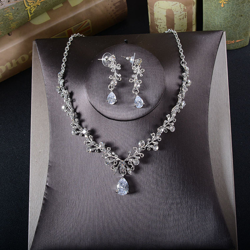 TL205 Korean Bridal Rhinestone Earrings, Necklace, Bridal Jewelry, Wedding Tiara, Accessories, Suits