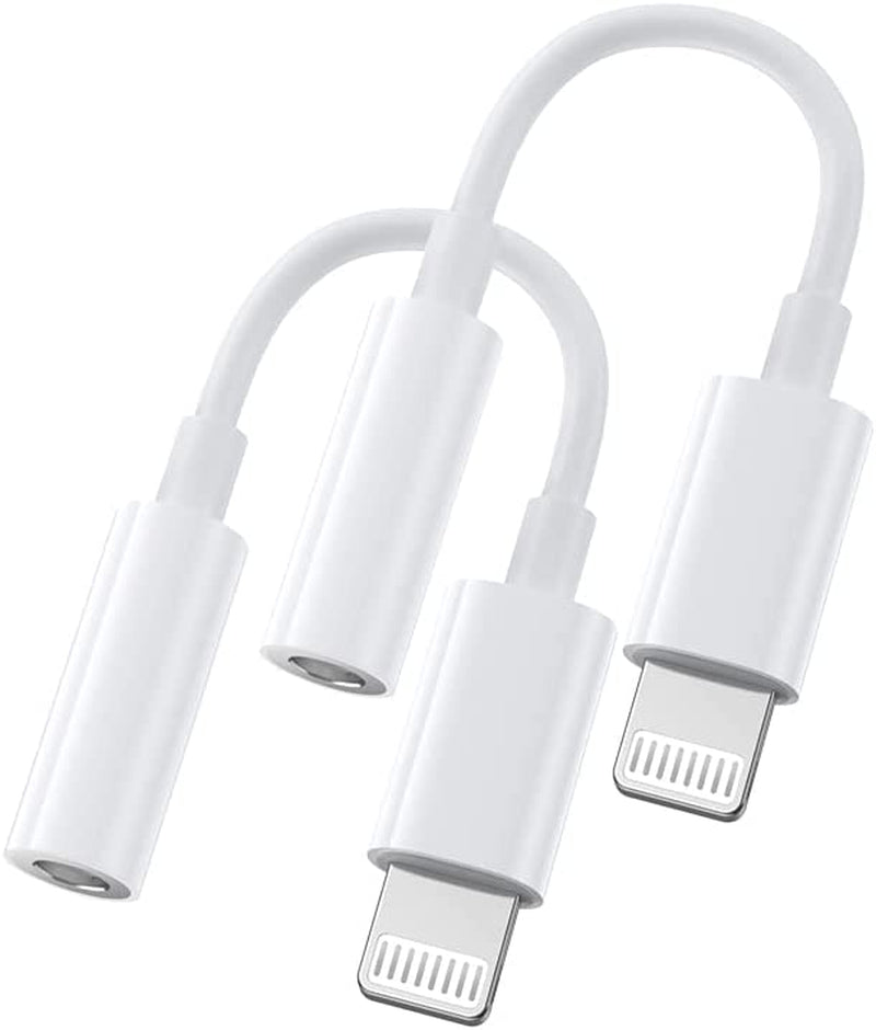 [2 Pack]Adattatore Da Lightning a Jack Da 3,5 Mm Certificazione MFI Adattatore per Cuffie per Iphone Sdoppiatore per Cavo Audio AUX Compatibile Con Iphone 13/12/11/XS/XS Max per Tutti I Sistemi Ios