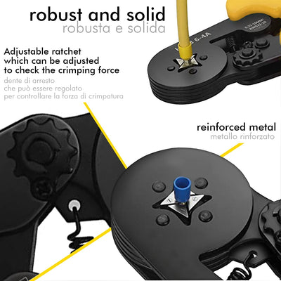 Pinza Crimpatrice Capicorda,Terminale Isolato 0.25-10 Mm² Con 1200 Pezzi Connettore Del Cavo (Pinza + 1200 Puntalini)