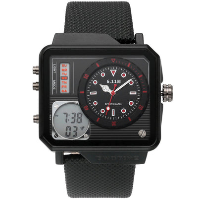 Men'S Watch Multi-Function Sports Watch Belt Watch Electronic Watch