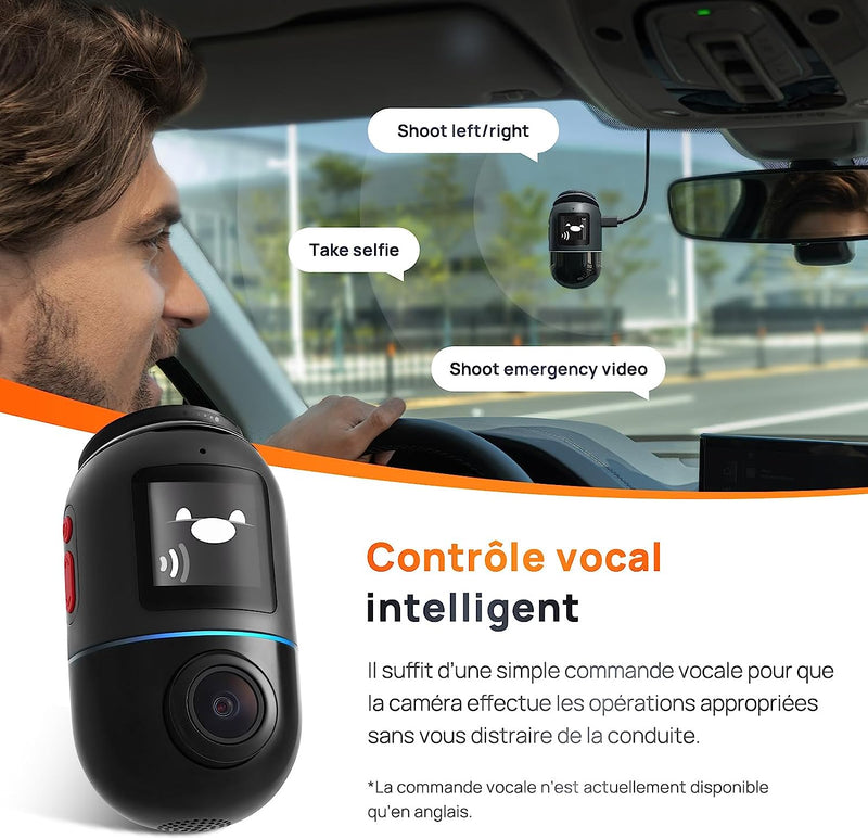 Dash Cam Omni, Rotazione a 360°, Visione Notturna Superiore, Memoria Emmc Da 128GB Integrata, Registrazione Time-Lapse, Modalità Parcheggio 24H, Rilevamento Del Movimento AI, 1080P Full HD