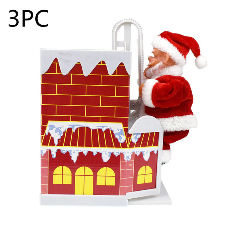 Electric Climbing Chimney Santa Claus Christmas Decoration Figurine Ornament Family New Year Party Santa Claus New Year Gift