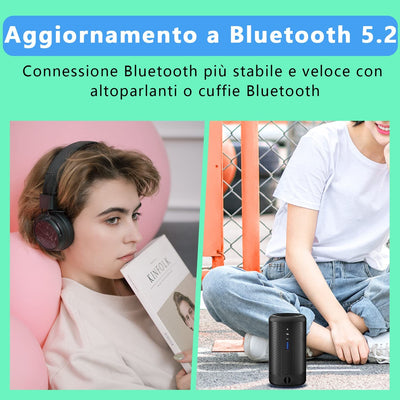 64GB Lettore MP3 Con Bluetooth 5.2,  Lettore Musicale Con Altoparlante HD Integrato, Radio FM, Registratore Vocale, Suono Hifi, Peso 0,15 Lb, Funzione E-Book, Auricolari Inclusi