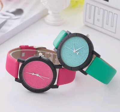 Stylish and Simple Starry Belt Watch, Female Frosted Quartz Watch Student Couple Watch Pair