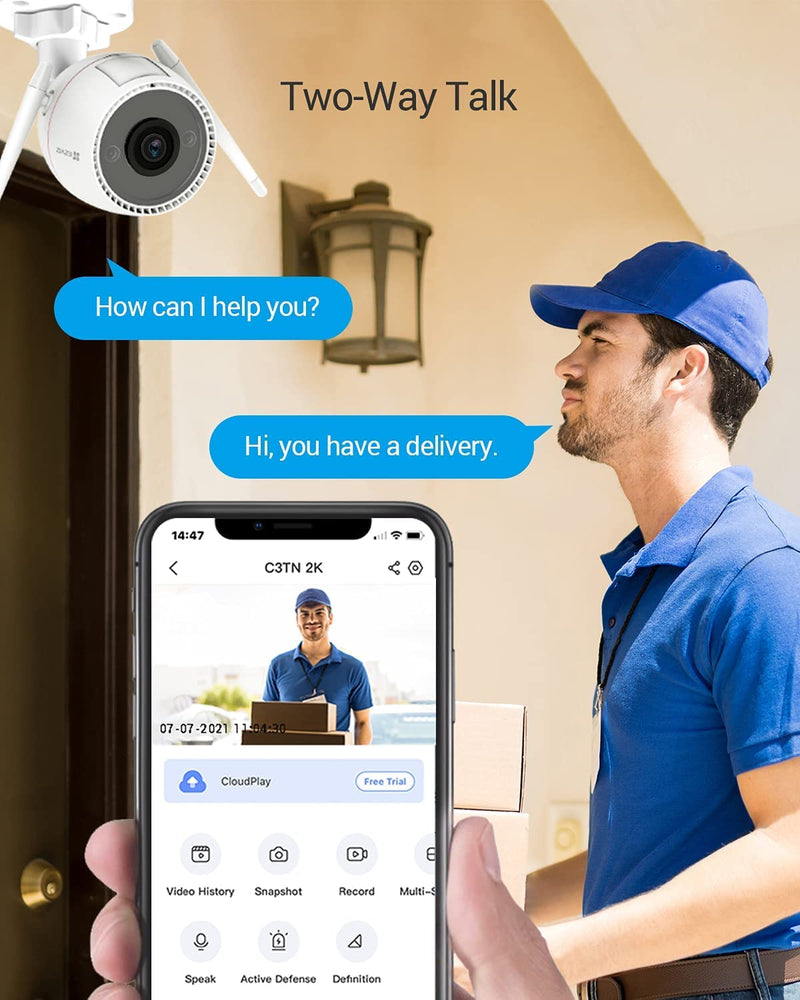 Telecamera Wifi Esterno 3Mp, Videocamera Sorveglianza Esterno Wifi Con Visione Notturna a Colori 30M, IP Camera Con Intelligenza Artificiale, Rilevamento Di Persone, Funziona Con Alexa Outpro