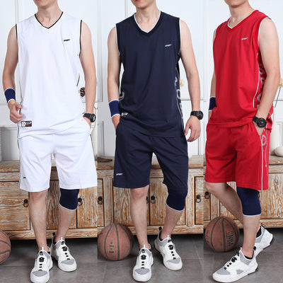 Basketball Sports Suit Men'S Summer 2021 Casual Wear Sleeveless Thin Vest Running Suit Shorts Sportswear