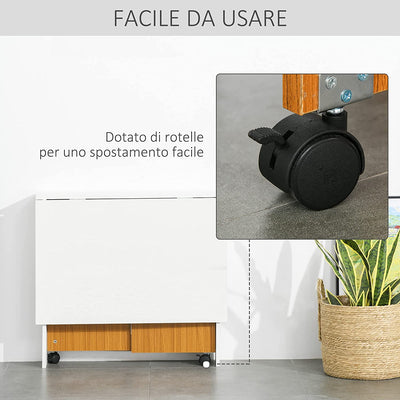 Tavolo Da Pranzo Design Moderno Pieghevole Con Ruote 120 × 80 × 73Cm