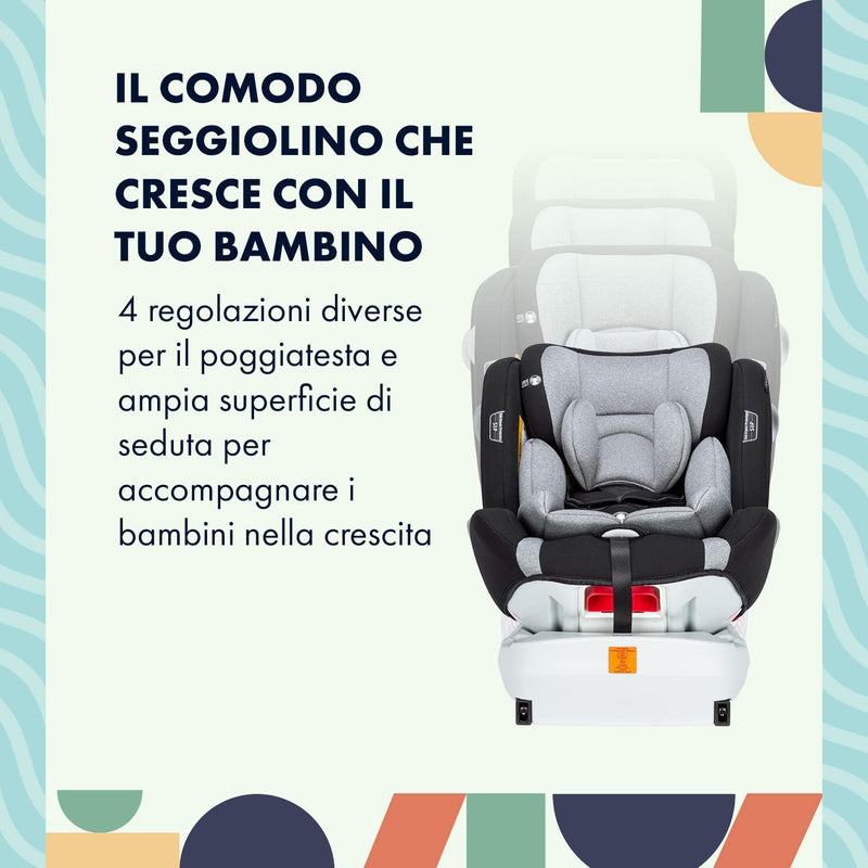 Seggiolino Auto, Seggiolone Auto per Bambini Da 0 Mesi - 12 Anni, Seduta Auto Bimbi Regolabile E Reclinabile, Seggiolino Auto 9-36 Kg Portatile E Resistente, Seggiolino Gruppo 0, 1, 2, 3