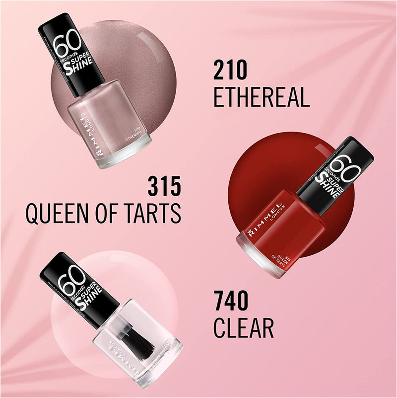 Smalto Unghie 60 Seconds Super Shine - Asciugatura Rapida E Lunga Durata - 315 Queen of Tarts! (Rosso Classico) - 8 Ml