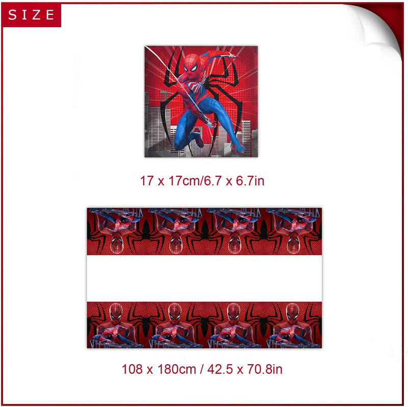 Spiderman - Set Di Piatti Di Carta, 81 Pezzi, Super Eroe, Decorazione Di Compleanno, Bicchieri, Tovaglioli, Tovaglia per 20 Bambini, Compleanno Dei Bambini, Decorazione per Feste