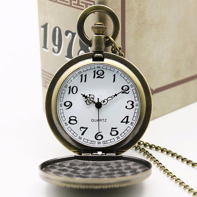 Vintage Large Cheongsam Pattern Necklace Pocket Watch Men'S and Women'S Antique Large Pocket Watch