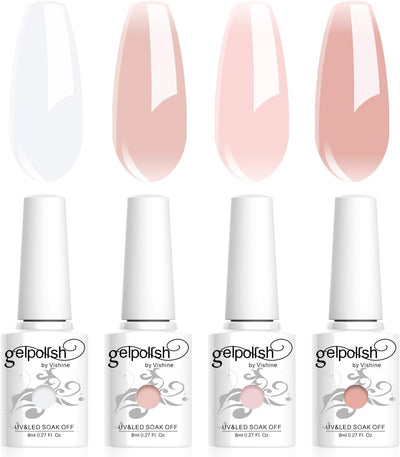 4 Colori Semipermanente Smalto Bianco Latte Rosa per Unghie Colore Naturale Rosa Gelatina Di Cristallo Trasparente Soak off Gel UV LED 8 Ml