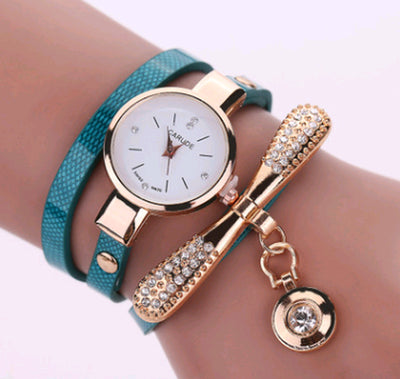 Thin Belt Fashion Ladies Watch Casual Three-Ring Winding Bracelet Watch Women'S Fashion Quartz Watch