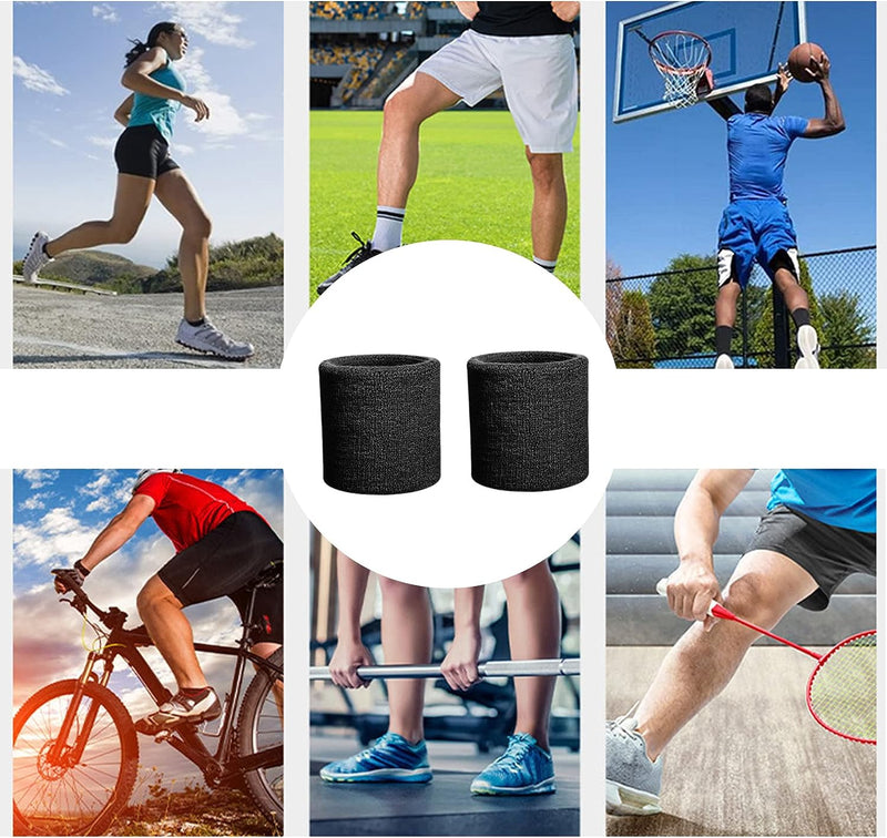 2 Pezzi Polsino Sportivo, Sport Sweatband Polsino Uomo Donna, Morbido Addensato per Basket Palestra Fitness Ginnastica Tennis