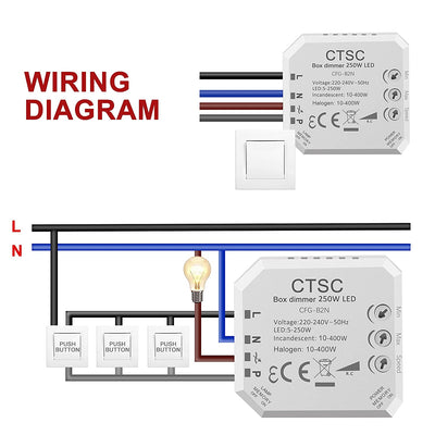 Dimmer per Led 220V - Trailing Edge Dimmer - Dimmer Led 220V - Relè Dimmer per Led - Silenzioso, Regolatore Di Intensità Adatto a LED Regolabili, Lampada Ad Incandescenza Alogena (B2N)