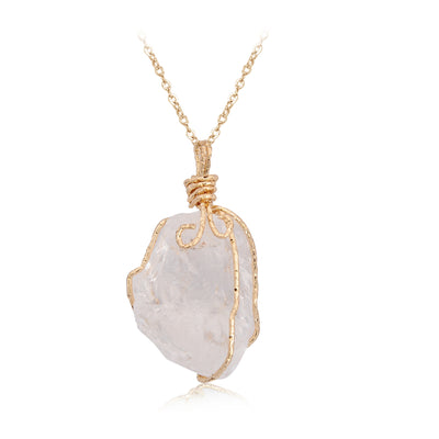 Natural Stone Pendant Irregular Crystal Rough Necklace