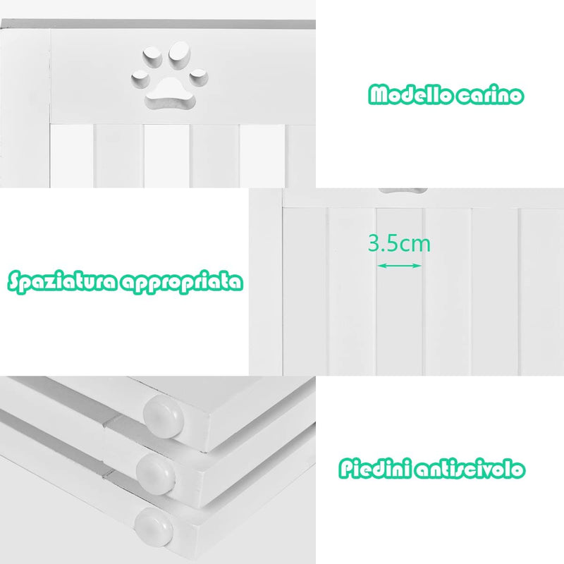 Cancelletto per Cani Di Legno Pieghevole, Con 3/4 Pannelli E Cuscinetti Antiscivolo, Ideale per Scale E Porta D&