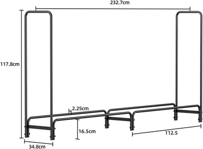 Portalegna Da Esterno in Metallo: Porta Legna per Esterno Legnaia Da Interno Portalegna Camino Scaffalatura per Legna Da Ardere Grande Capacità 300Kg 232X34X117Cm