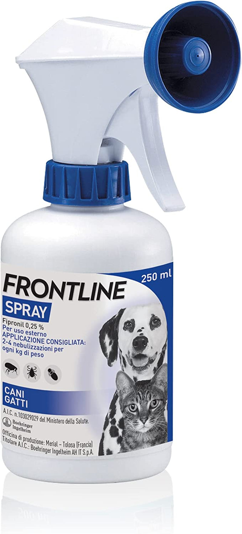 Spray 250 Ml, Antiparassitario per Cani E Gatti E Cuccioli Dal Secondo Giorno Di Vita, Antiparassitario Lunga Durata, Elimina E Protegge Da Zecche, Pulci E Pidocchi, Antipulci Spray 250 Ml