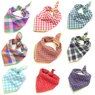 Plaid Double Sided Cotton Pet Scarf