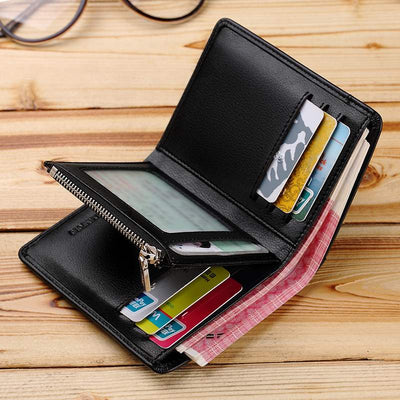 Leather Men'S Short Wallet