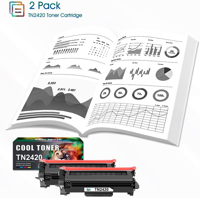 TN2420 Compatibile Cartuccia Di Sostituzione Toner per Brother MFC L2710DW L2710DN MFC-L2710DW MFC-L2710DN MFC-L2750DW HL-L2350DW DCP-L2510D DCP-L2530DW TN 2420 TN-2420 TN2410 Nero 2-Pack