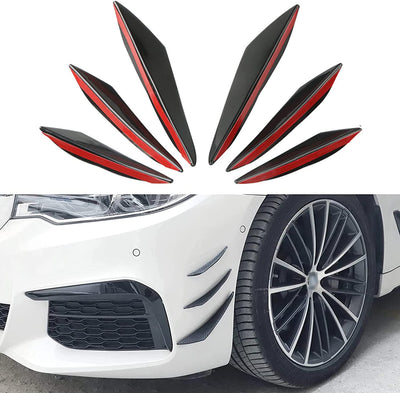 6Pcs Universale Auto Paraurti Anteriore Lip Splitter, Alette in Gomma Spoiler Canards Kit per Auto Corpo Auto anti Collision Striscia Decorazione Decal Sticker, Nero