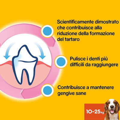 Dentastix Snack per La Igiene Orale, Cane Medio 10-25 Kg Confezione Scorta, 56 Bastoncini - 8 X 180 Gr