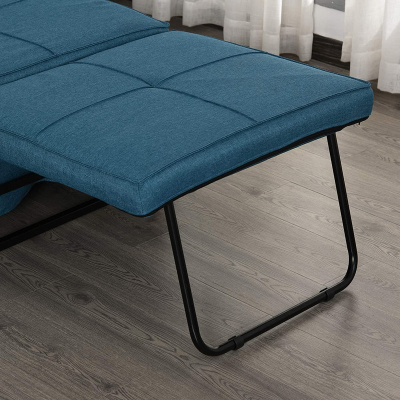 Brandina Pieghevole 2 in 1 Con Cuscino, Trasformabile in Pouf O Letto Singolo Con Schienale Regolabile, Blu