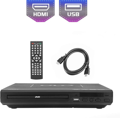 Lettori DVD per TV, DVD/CD/MP3 Con Presa USB, Uscita HDMI E AV (Cavo HDMI E AV Incluso), Telecomando, per Tutte Le Regioni, Spina Europea,Nero