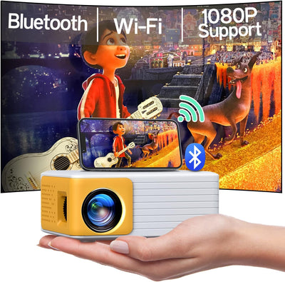 Proiettore Portatile Wifi Bluetooth - Mini Proiettore Full HD 1080P Supporto,  Proiettore per Telefono, Compatibile Con Pc/Tablet/Fire Stick/Ios E Android Phone