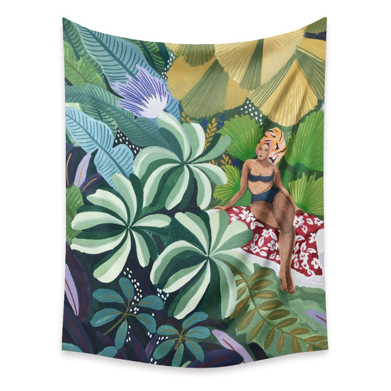 Cartoon Small Tapestry Green Plant Background Cloth Tapestry Mural