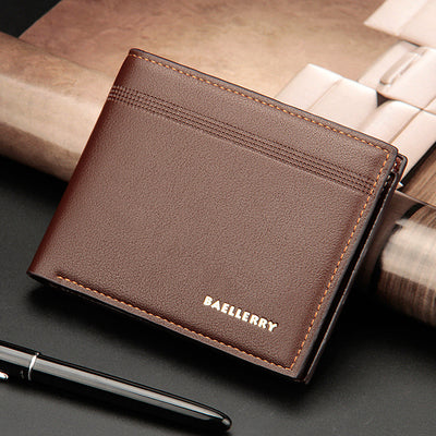 Men'S Wallet Business Casual Short PU Wallet Cross